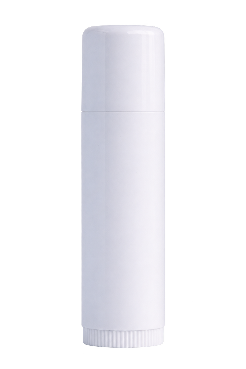 Empty white jumbo lip balm tube, closed